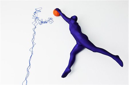 Man in bodysuit posing with basketball Foto de stock - Sin royalties Premium, Código: 649-06041696