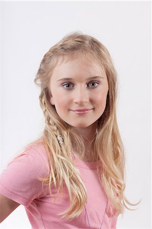 pictures of braids for a 12 year old girl - Close up of girls smiling face Stock Photo - Premium Royalty-Free, Code: 649-06113078