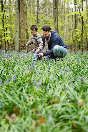 Father and son picking flowers in forest Stock Photo - Premium Royalty-Free, Code: 649-06164447