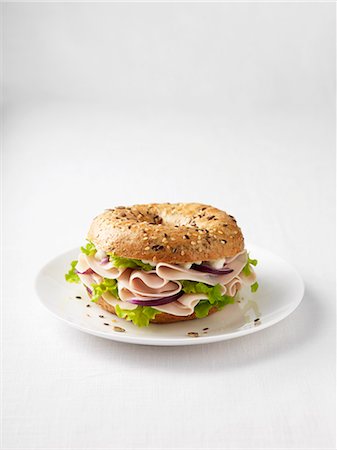 Ham and onion on plate Foto de stock - Sin royalties Premium, Código: 649-06400628
