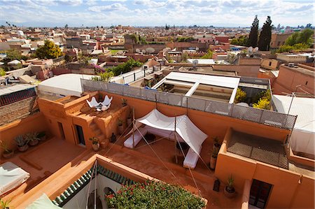 Terrace and Marrakesh cityscape Foto de stock - Sin royalties Premium, Código: 649-06622280