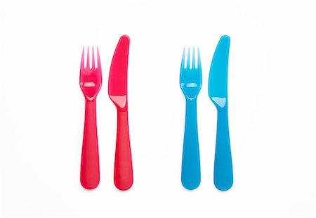 fork - Colourful plastic knives and forks Foto de stock - Sin royalties Premium, Código: 649-06812411
