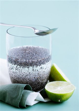 soda in glass - Health drink with chia seeds and lime Stock Photo - Premium Royalty-Free, Code: 649-06812892