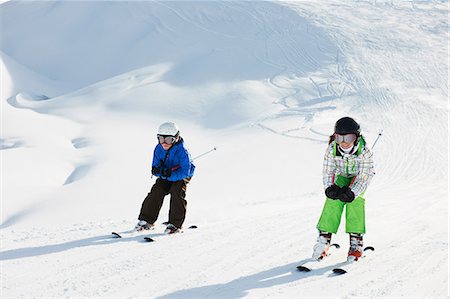 Brother and sister skiing, Les Arcs, Haute-Savoie, France Stock Photo - Premium Royalty-Free, Code: 649-07118133
