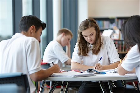 simsearch:649-07280058,k - Group of teenagers working in school class Stock Photo - Premium Royalty-Free, Code: 649-07280075