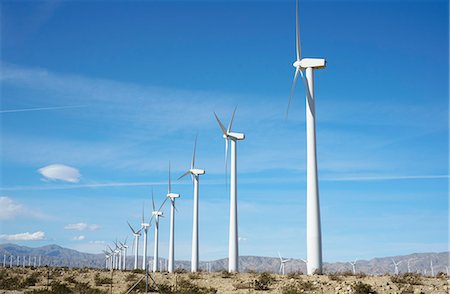 row of wind mill - Wind turbines, San Gorgonio Pass Wind Farm, Palm Springs, California, USA Stock Photo - Premium Royalty-Free, Code: 649-07648210
