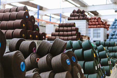 fashion and textile - Reels of wool in storage room in woollen mill Stock Photo - Premium Royalty-Free, Code: 649-07648500