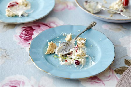 Empty plate with meringue crumbs Stock Photo - Premium Royalty-Free, Code: 649-07760781