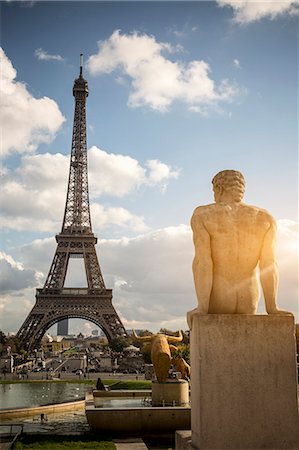 View of sculpture in front of Eiffel Tower, Paris, France Stock Photo - Premium Royalty-Free, Code: 649-08004267