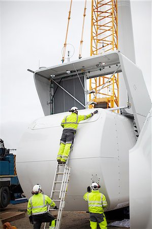 power industry - Engineers working on wind turbine Stock Photo - Premium Royalty-Free, Code: 649-08085541