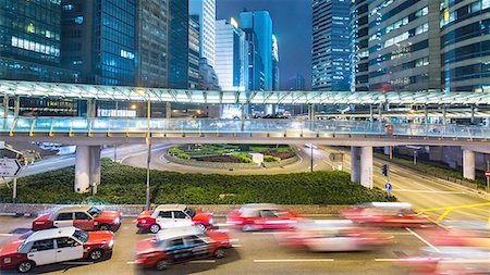 pictures of night in hongkong - Traffic and elevated walkways, Hong Kong, China Stock Photo - Premium Royalty-Free, Code: 649-08145235