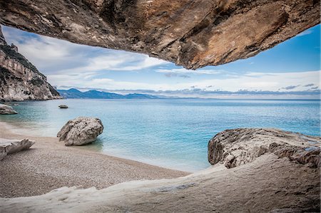 simsearch:614-06814364,k - Elevated view of coastline and rocky beach, Ogliastra, Sardinia, Italy Stock Photo - Premium Royalty-Free, Code: 649-08479379