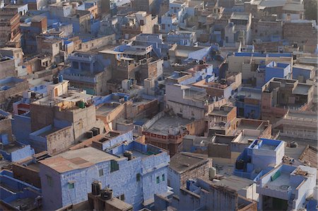 Aerial view of the blue city, Jodhpur, Rajasthan, India Stock Photo - Premium Royalty-Free, Code: 649-08565626