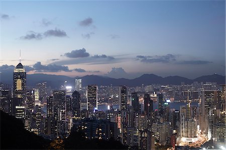 Aerial view of  city at dusk, Hong Kong, China Stock Photo - Premium Royalty-Free, Code: 649-08565622