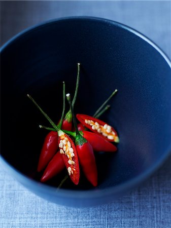simsearch:693-06324124,k - Bowl of sliced chili peppers Stock Photo - Premium Royalty-Free, Code: 649-08561706