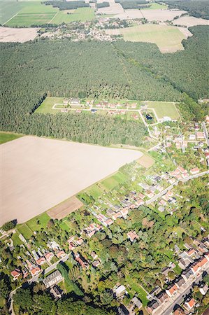 exterior color for house in the forest - Aerial view of forest and buildings, Welzow, Brandenburg, Germany Stock Photo - Premium Royalty-Free, Code: 649-08562091