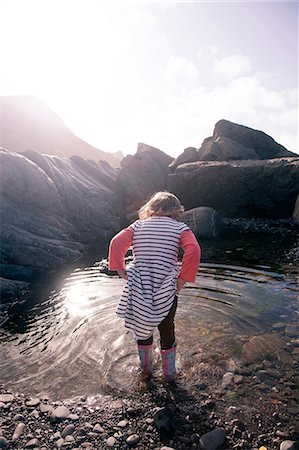 simsearch:649-07437432,k - Girl playing in pool of water, Millook Beach, Cornwall Stock Photo - Premium Royalty-Free, Code: 649-08576411