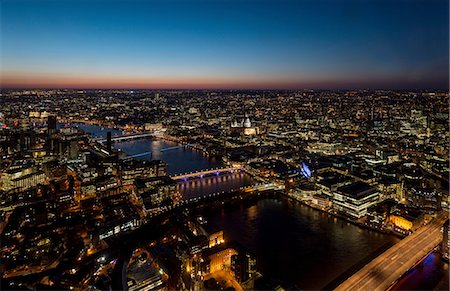 st paul's - View of the Thames river and bridges at night, London, UK Stock Photo - Premium Royalty-Free, Code: 649-08633108
