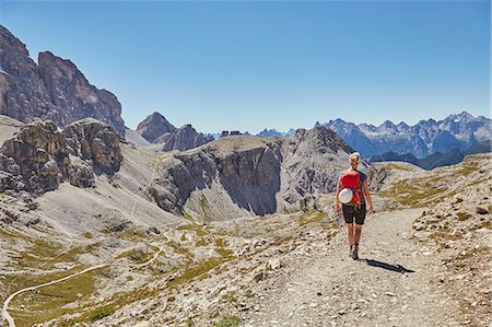 simsearch:614-07240106,k - Rear view of female hiker hiking in Dolomites, Sexten, South Tyrol, Italy Stock Photo - Premium Royalty-Free, Code: 649-08766288