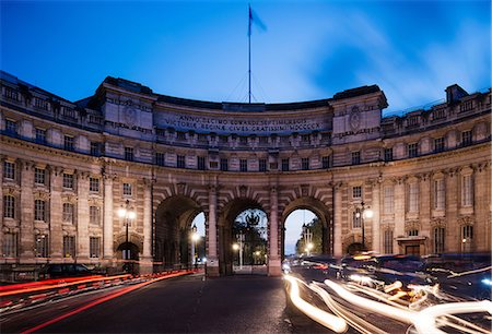 Traffic light trails at Admiralty Arch at dusk, London, UK Stock Photo - Premium Royalty-Free, Code: 649-08825331