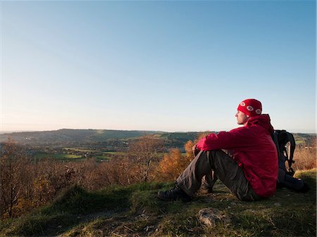 simsearch:649-08086253,k - Hiker overlooking rural landscape Stock Photo - Premium Royalty-Free, Code: 649-09002708