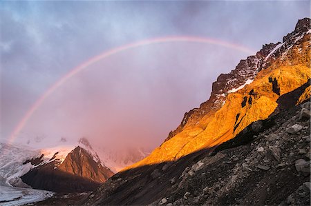 rainbow not people - Rainbow and dramatic sky over Torre glacier in Los Glaciares National Park, Patagonia, Argentina Stock Photo - Premium Royalty-Free, Code: 649-09016727