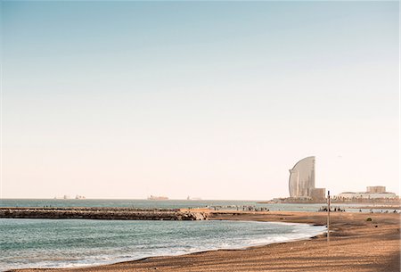 View of beach and coastline, Barcelona, Spain Stock Photo - Premium Royalty-Free, Code: 649-09016958