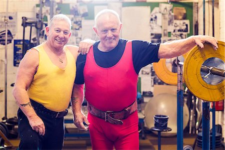 senior men at the gym - Portrait of two senior male powerlifters in gym Stock Photo - Premium Royalty-Free, Code: 649-09035407