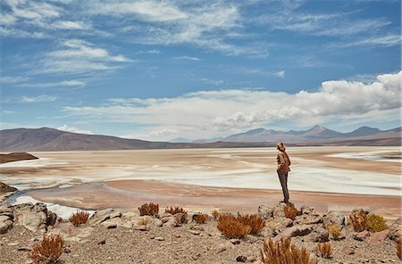 simsearch:614-08065889,k - Woman standing, looking at view, Salar de Chiguana, Chiguana, Potosi, Bolivia, South America Stock Photo - Premium Royalty-Free, Code: 649-09123295