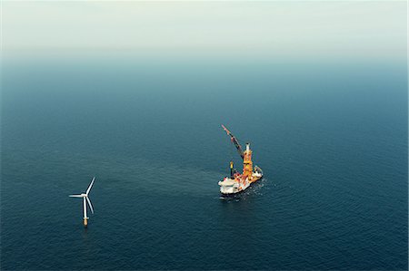 Construction work on Amalia windfarm, IJmuiden, Noord-Holland, Netherlands Stock Photo - Premium Royalty-Free, Code: 649-09159456