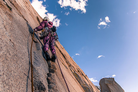 Rock climbing, Cardinal Pinnacle, Bishop, California, USA Stock Photo - Premium Royalty-Free, Code: 649-09176806