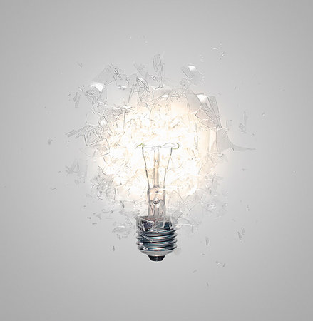 exploding (contents under pressure) - Close up of light bulb shattering Stock Photo - Premium Royalty-Free, Code: 649-09206159