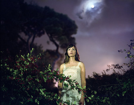 simsearch:649-07436838,k - Woman in bushes at night Stock Photo - Premium Royalty-Free, Code: 649-09206856