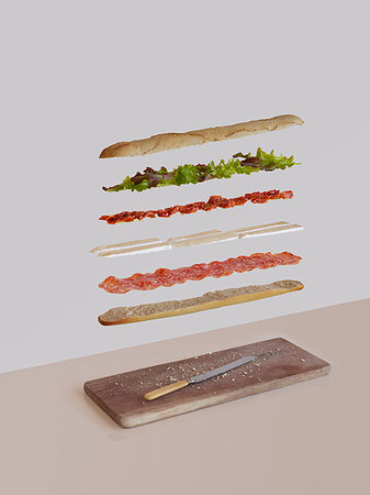 simsearch:700-01716556,k - French sandwich deconstructed Photographie de stock - Premium Libres de Droits, Code: 649-09207450