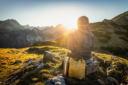 simsearch:614-07486939,k - Hiker enjoying view, Karwendel region, Hinterriss, Tirol, Austria Stock Photo - Premium Royalty-Free, Code: 649-09230776