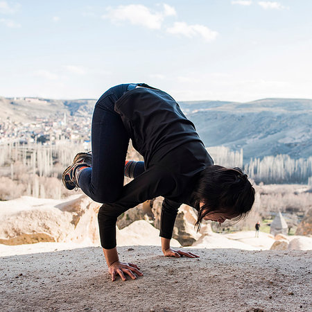 simsearch:6102-08942215,k - Woman practising yoga in Selime Monastery, Göreme, Cappadocia, Nevsehir, Turkey Stock Photo - Premium Royalty-Free, Code: 649-09276042