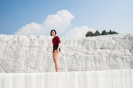 simsearch:649-07437432,k - Woman enjoying cotton castle, Pamukkale, Denizli, Turkey Stock Photo - Premium Royalty-Free, Code: 649-09276075