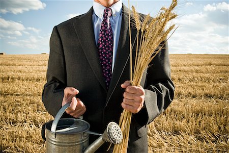 sensitive - Businessman in a wheat field holding wheat. Stock Photo - Premium Royalty-Free, Code: 649-01608592