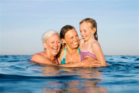 senior women swimming - 3 generations bathing Stock Photo - Premium Royalty-Free, Code: 649-02199713