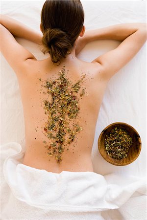 simsearch:649-06164622,k - Woman's back with herbs Stock Photo - Premium Royalty-Free, Code: 649-02731237