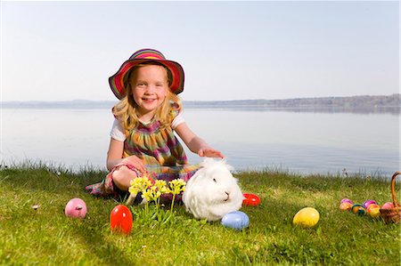 girl with bunny and easter eggs Stock Photo - Premium Royalty-Free, Code: 649-03009342