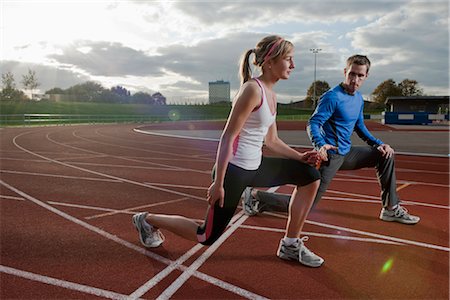 running track race - 2 athletes training together Stock Photo - Premium Royalty-Free, Code: 649-03417689