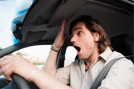 driver (vehicle, male) - Man having stress in traffic Stock Photo - Premium Royalty-Free, Code: 649-03606118