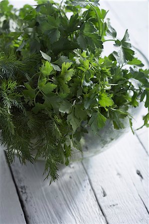 parsley - Collection of herbs on white table Stock Photo - Premium Royalty-Free, Code: 649-03770415