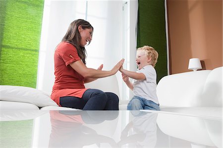 simsearch:649-03770663,k - Mother and son having fun Stock Photo - Premium Royalty-Free, Code: 649-03770654
