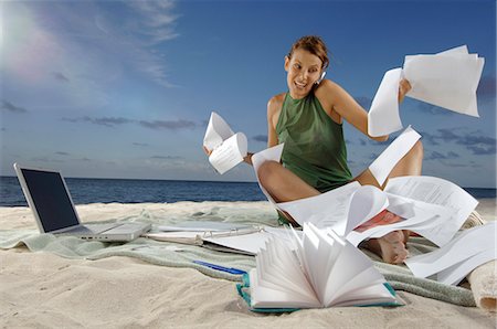 simsearch:649-05648787,k - Woman working on beach Stock Photo - Premium Royalty-Free, Code: 649-03772067