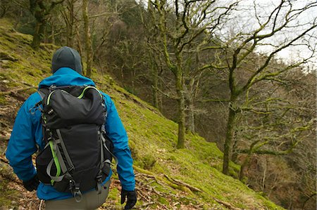 Man hiking on hillside Foto de stock - Sin royalties Premium, Código: 649-03858409