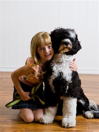 dog leash girl - girl and her dog Stock Photo - Premium Royalty-Free, Code: 640-06052041
