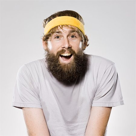 bearded man wearing a headband Foto de stock - Sin royalties Premium, Código: 640-06052146