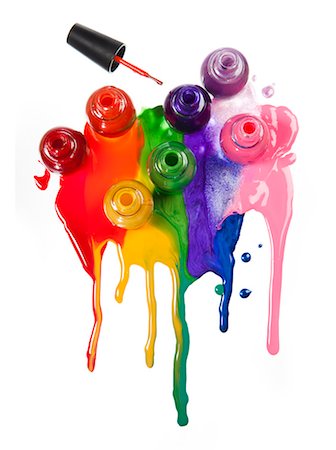 dropped - Colorful paints spilled on white background Stock Photo - Premium Royalty-Free, Code: 640-06963508